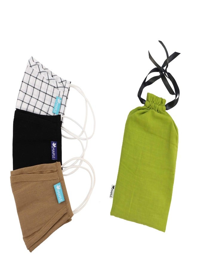 Maple Unisex Fine Cotton Printed Stylish 3 Layer Filtration Anti/Dust Protection Breathable Reusable and Washable 3 Ply Cloth Face Cover with Cotton Earloop (Free size, Assorted Multicolor) -Pack of 9 - Image 3